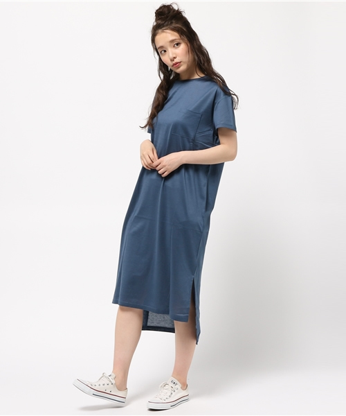 Ray BEAMS（レイビームス）の「Ray BEAMS / サイドスリット マキシ Tシャツ ワンピース（ワンピース・レディース・ライトグレー/ブルー系その他・ONE SIZE）」の2枚目の写真