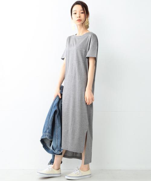 Ray BEAMS（レイビームス）の「Ray BEAMS / サイドスリット マキシ Tシャツ ワンピース（ワンピース・レディース・ライトグレー/ブルー系その他・ONE SIZE）」の3枚目の写真