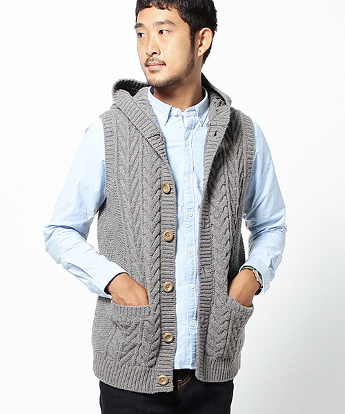 Beams ビームス の Beams ケーブルニット フード ベスト ベスト Wear