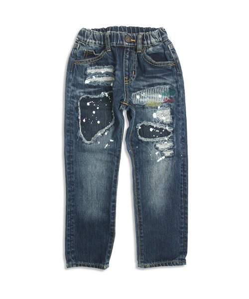 BREEZE（ブリーズ）の「ダメージデニム(10分丈)（デニムパンツ・キッズ・ストライプ/ネイビー・110/130/140/80/90/95/100/120）」の4枚目の写真