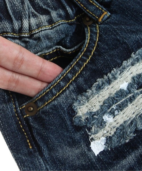 BREEZE（ブリーズ）の「ダメージデニム(10分丈)（デニムパンツ・キッズ・ストライプ/ネイビー・110/130/140/80/90/95/100/120）」の10枚目の写真