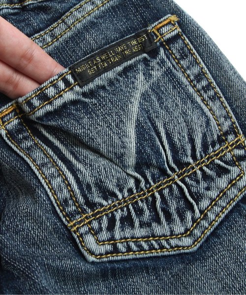 BREEZE（ブリーズ）の「ダメージデニム(10分丈)（デニムパンツ・キッズ・ストライプ/ネイビー・110/130/140/80/90/95/100/120）」の11枚目の写真