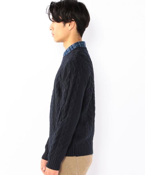 coen（コーエン）の「アランケーブルクルーネックニット（ニット/セーター・メンズ・ネイビー/グレー/マスタード/オリーブ・MEDIUM/LARGE/SMALL/X-LARGE）」の17枚目の写真