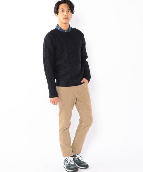 coen（コーエン）の「アランケーブルクルーネックニット（ニット/セーター・メンズ・ネイビー/グレー/マスタード/オリーブ・MEDIUM/LARGE/SMALL/X-LARGE）」の18枚目の写真