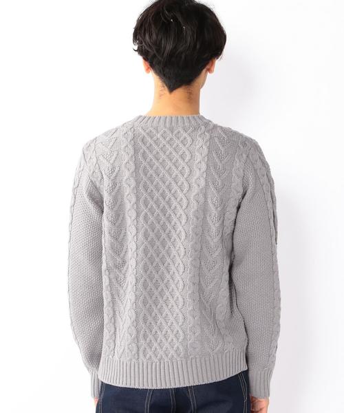 coen（コーエン）の「アランケーブルクルーネックニット（ニット/セーター・メンズ・ネイビー/グレー/マスタード/オリーブ・MEDIUM/LARGE/SMALL/X-LARGE）」の11枚目の写真