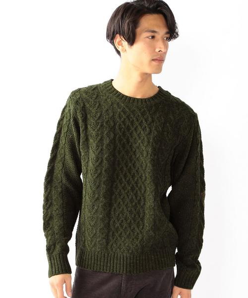 coen（コーエン）の「アランケーブルクルーネックニット（ニット/セーター・メンズ・ネイビー/グレー/マスタード/オリーブ・MEDIUM/LARGE/SMALL/X-LARGE）」の7枚目の写真