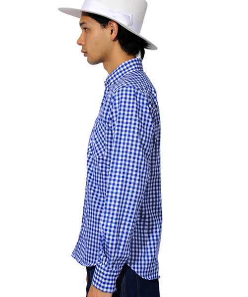 ８(eight)（エイト）の「ギンガムチェック 長袖シャツ 日本製（シャツ/ブラウス・メンズ・ブルー/レッド/ブラック・LARGE/MEDIUM/X-LARGE）」の14枚目の写真