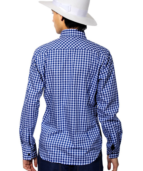 ８(eight)（エイト）の「ギンガムチェック 長袖シャツ 日本製（シャツ/ブラウス・メンズ・ブルー/レッド/ブラック・LARGE/MEDIUM/X-LARGE）」の15枚目の写真