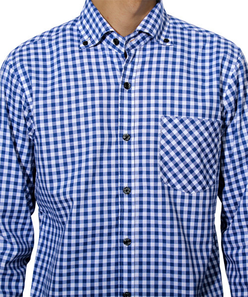 ８(eight)（エイト）の「ギンガムチェック 長袖シャツ 日本製（シャツ/ブラウス・メンズ・ブルー/レッド/ブラック・LARGE/MEDIUM/X-LARGE）」の16枚目の写真