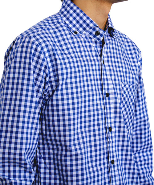 ８(eight)（エイト）の「ギンガムチェック 長袖シャツ 日本製（シャツ/ブラウス・メンズ・ブルー/レッド/ブラック・LARGE/MEDIUM/X-LARGE）」の17枚目の写真