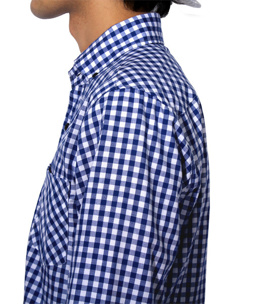 ８(eight)（エイト）の「ギンガムチェック 長袖シャツ 日本製（シャツ/ブラウス・メンズ・ブルー/レッド/ブラック・LARGE/MEDIUM/X-LARGE）」の5枚目の写真