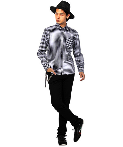 ８(eight)（エイト）の「ギンガムチェック 長袖シャツ 日本製（シャツ/ブラウス・メンズ・ブルー/レッド/ブラック・LARGE/MEDIUM/X-LARGE）」の11枚目の写真