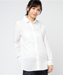 コットンストライプロングシャツ