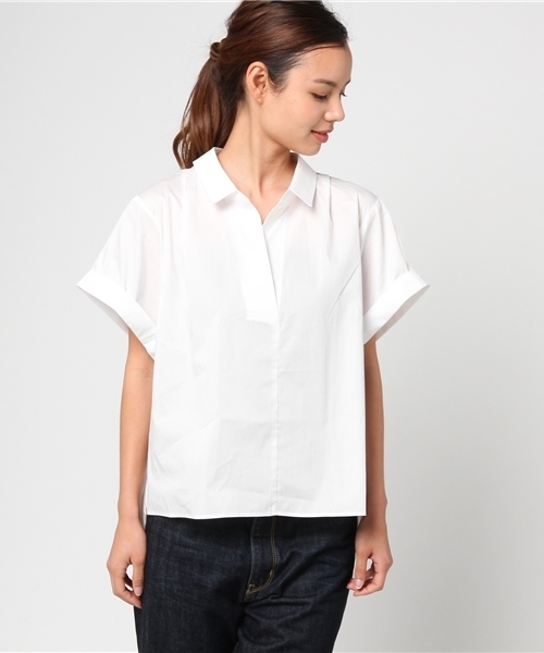 PAGEBOY（ページボーイ）の「太袖スキッパーシャツ（シャツ/ブラウス・レディース・ネイビー/オフホワイト/ブラウン・FREE）」の8枚目の写真