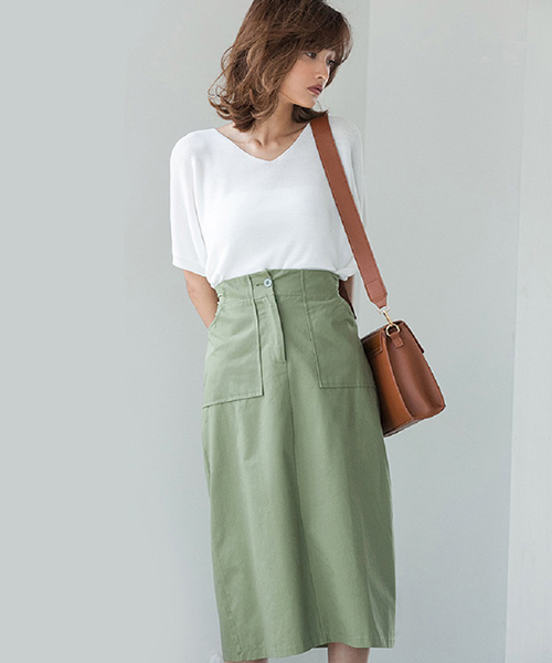 fifth（フィフス）の「サイドポケットロングスカート（スカート・レディース・グリーン/ブラック/ベージュ/オレンジ・MEDIUM）」の3枚目の写真