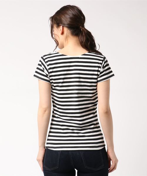 classicalelf（クラシカルエルフ）の「UネックフレンチスリーブチビTシャツ（Tシャツ/カットソー・レディース・グレー/ネイビー/ローズ/カーキ/ブラック/ホワイト/ロイヤルブルー/グリーン/モカ/ストライプ・LARGE/MEDIUM/SMALL/XX-LARGE/X-LARGE）」の12枚目の写真