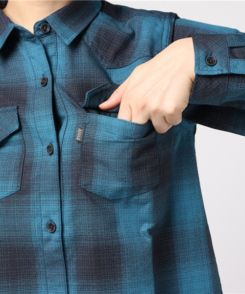 AIGLE（エーグル）の「W HIWアムンゼンチェックチュニックシャツ長袖（シャツ/ブラウス・レディース・レッド/ブルー・38/36/40）」の9枚目の写真