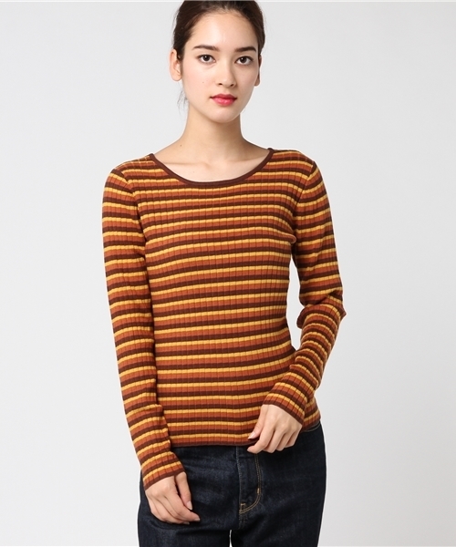 Khaju（カージュ）の「Khaju:マルチボーダー2WAYプルオーバー（ニット/セーター・レディース・ブラック/ブラウン・ONE SIZE）」の11枚目の写真