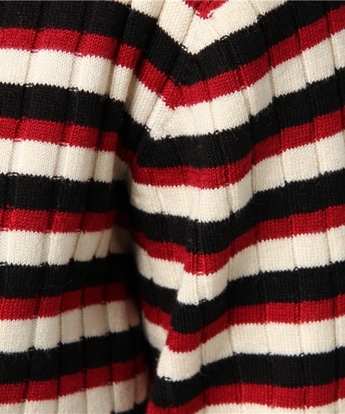 Khaju（カージュ）の「Khaju:マルチボーダー2WAYプルオーバー（ニット/セーター・レディース・ブラック/ブラウン・ONE SIZE）」の9枚目の写真