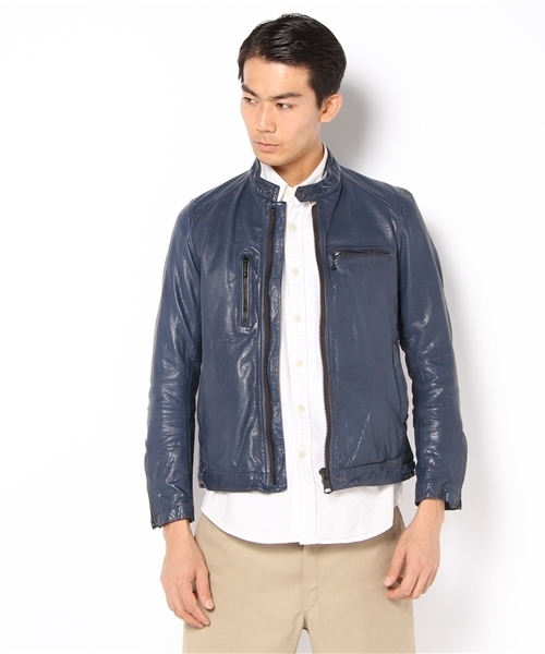 AMERICAN RAG CIE（アメリカンラグシー）の「AMERICAN RAG CIE レザーライダースジャケット 113-ABZ-M122-BL115（ライダースジャケット・メンズ・ブラック/ブルー・1/2/3）」の5枚目の写真