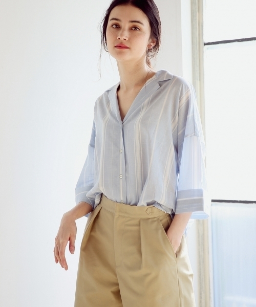 A part by（アパートバイ）の「Cリヨセル／カイキンシャツ8S 786962（シャツ/ブラウス・レディース・ホワイト/ベージュ/ホワイト系その他/ブルー系その他・FREE）」の8枚目の写真