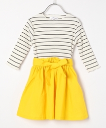 GLOBAL WORK | 【キッズ】ウエストリボンレイヤーワンピース7分袖(ワンピース)