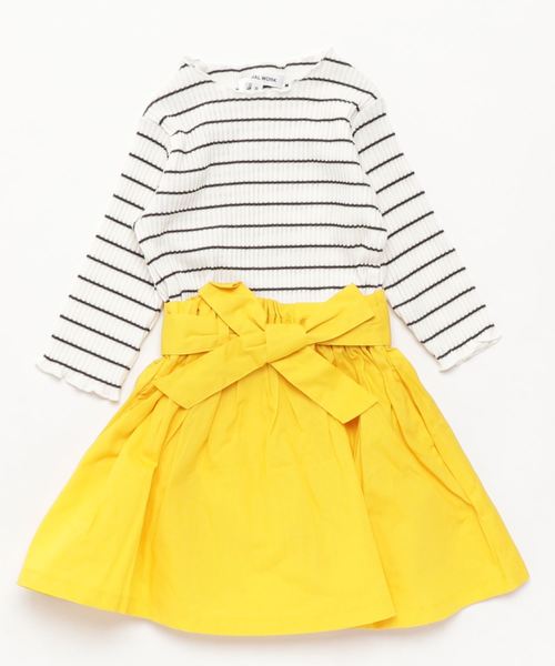 GLOBAL WORK（グローバルワーク）の「【キッズ】ウエストリボンレイヤーワンピース7分袖（ワンピース・キッズ・レッド/イエロー/ネイビー・XX-LARGE/LARGE/MEDIUM/X-LARGE/SMALL）」の6枚目の写真