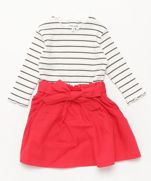 GLOBAL WORK（グローバルワーク）の「【キッズ】ウエストリボンレイヤーワンピース7分袖（ワンピース・キッズ・レッド/イエロー/ネイビー・XX-LARGE/LARGE/MEDIUM/X-LARGE/SMALL）」の7枚目の写真