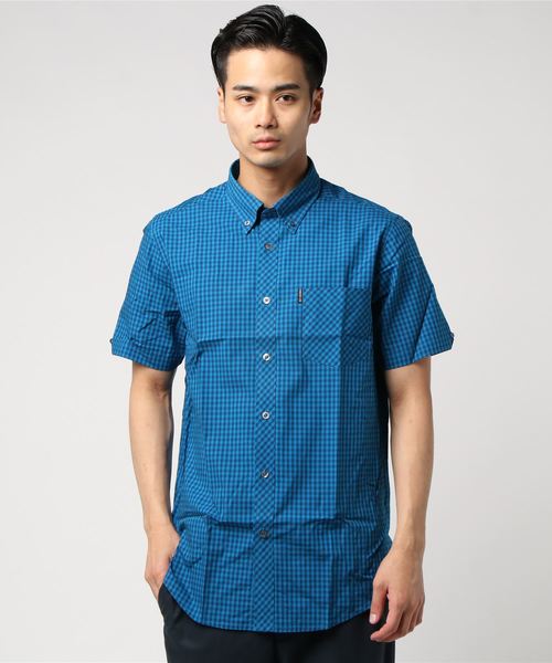 Ben Sherman(ベンシャーマン)の「ギンガムチェック半袖シャツ(シャツ/ブラウス)」|ダークブルー