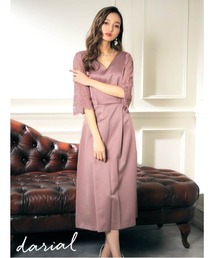 サテンフレアワンピースドレス