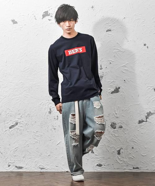 MinoriTY（マイノリティ）の「ＢＥＮＳＢＯＸロゴロングＴ（Tシャツ/カットソー・メンズ・ホワイト/ネイビー/ベージュ/グリーン/ブラック・L/M/XL）」の10枚目の写真