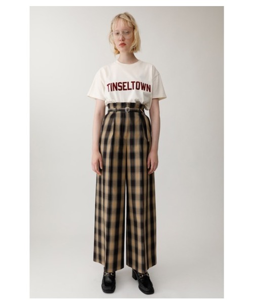 MOUSSY（マウジー）の「SHADOW CHECK BELTED PANTS（その他パンツ・レディース・ベージュ系その他/グリーン系その他/レッド系その他・1/2）」の2枚目の写真