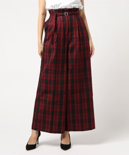 MOUSSY（マウジー）の「SHADOW CHECK BELTED PANTS（その他パンツ・レディース・ベージュ系その他/グリーン系その他/レッド系その他・1/2）」の5枚目の写真