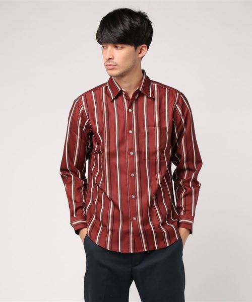 L&HARMONY（エルアンドハーモニー）の「マルチストライプレギュラーシャツ（シャツ/ブラウス・メンズ・ブラック/ネイビー/ワイン・MEDIUM/LARGE）」の2枚目の写真