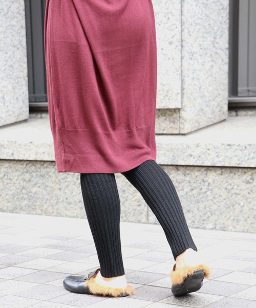 HER CLOSET（ハークローゼット）の「【HERCLOSET】アンチピリングリブレギンス（レギンス/スパッツ・レディース・杢グレー/チャコール/ブラック/グレー系その他/ブラウン・M）」の2枚目の写真