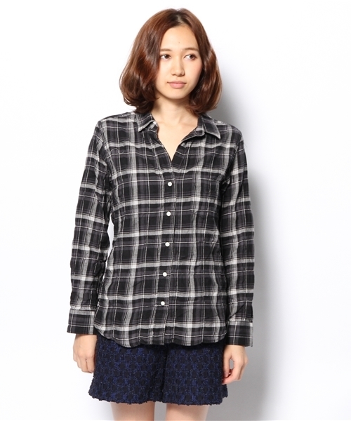 SHIPS for women(シップスフォーウィメン)の「ブラック チェック スキッパーシャツ(シャツ/ブラウス・レディース・ブラック・36/38)」の2枚目の写真