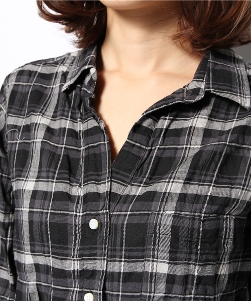 SHIPS for women(シップスフォーウィメン)の「ブラック チェック スキッパーシャツ(シャツ/ブラウス・レディース・ブラック・36/38)」の5枚目の写真