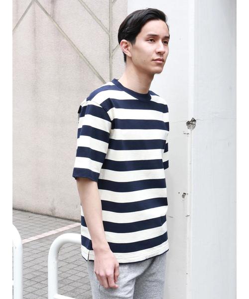 CRAFT STANDARD BOUTIQUE（クラフトスタンダードブティック）の「ハイネック半袖カットプルオーバー ☆●（Tシャツ/カットソー・メンズ・ブラック/ブルー/ネイビー/アイボリー/グリーン/グレー系その他・LL/L/M）」の5枚目の写真