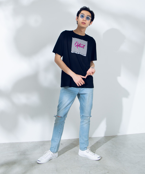 WEGO（ウィゴー）の「WEGO/チェッカーボックスロゴTシャツ（Tシャツ/カットソー・メンズ・ホワイト/ブラック/ホワイト系その他/ブラック系その他・SMALL/MEDIUM/LARGE）」の16枚目の写真