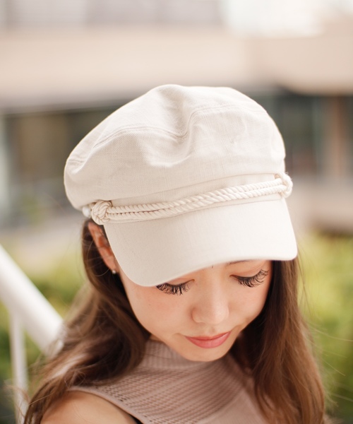 LIPSERVICE（リップサービス）の「ポイントパールリネンキャスケット（キャスケット・レディース・アイボリー/ブラック・FREE）」の2枚目の写真