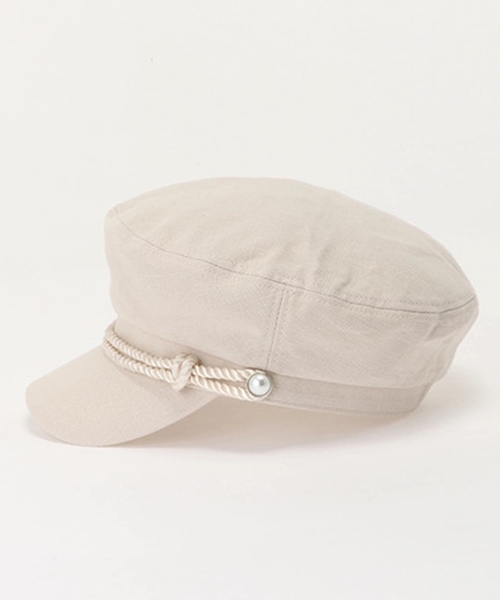 LIPSERVICE（リップサービス）の「ポイントパールリネンキャスケット（キャスケット・レディース・アイボリー/ブラック・FREE）」の5枚目の写真