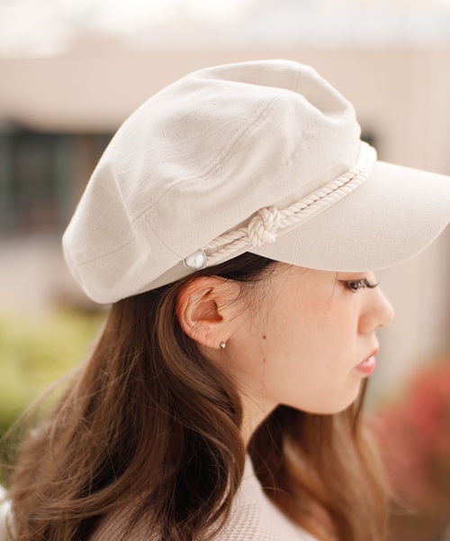 LIPSERVICE（リップサービス）の「ポイントパールリネンキャスケット（キャスケット・レディース・アイボリー/ブラック・FREE）」の10枚目の写真