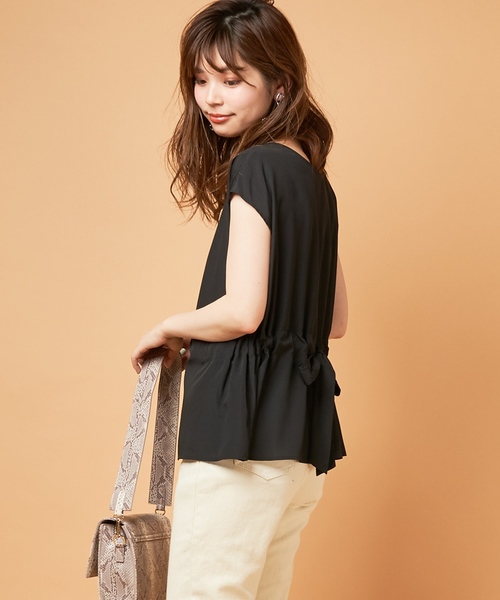 natural couture(ナチュラルクチュール)の「PP前後2WAYウエストリボンブラウス(シャツ/ブラウス・レディース・ブラック/アイボリー/ラベンダー/その他1/その他2/その他3・FREE)」の1枚目の写真