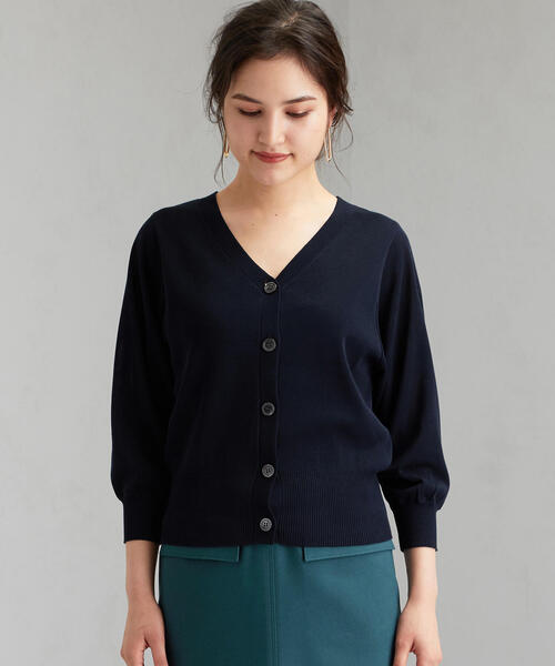 green label relaxing（グリーンレーベルリラクシング）の「[手洗い可能] FFC ショートスリ－ブ 2WAY カーディガン（カーディガン/ボレロ・レディース・ナチュラル/ダークグリーン/ネイビー・FREE）」の6枚目の写真