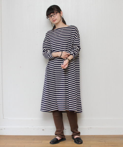 ORCIVAL（オーシバル）の「ORCIVAL/オーシバル　コットンロード　ワンピース　ストライプ　#RC9098（ワンピース・レディース・ブラック/ネイビー/ブラウン・1）」の9枚目の写真