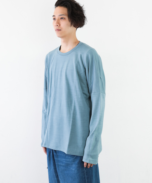 KAZUYUKI KUMAGAI ATTACHMENT（カズユキクマガイアタッチメント）の「ウォッシャブルウールスヴィン裏毛 クルーネックドルマンL/S（Tシャツ/カットソー・メンズ・ホワイト/ブラック/ライトブルー・1/2/3）」の12枚目の写真