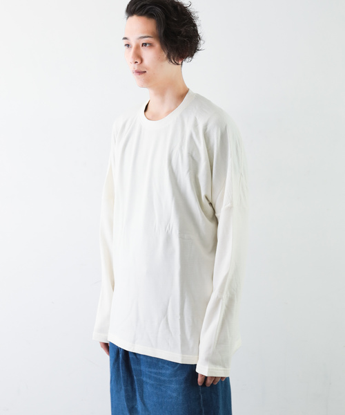 KAZUYUKI KUMAGAI ATTACHMENT（カズユキクマガイアタッチメント）の「ウォッシャブルウールスヴィン裏毛 クルーネックドルマンL/S（Tシャツ/カットソー・メンズ・ホワイト/ブラック/ライトブルー・1/2/3）」の15枚目の写真