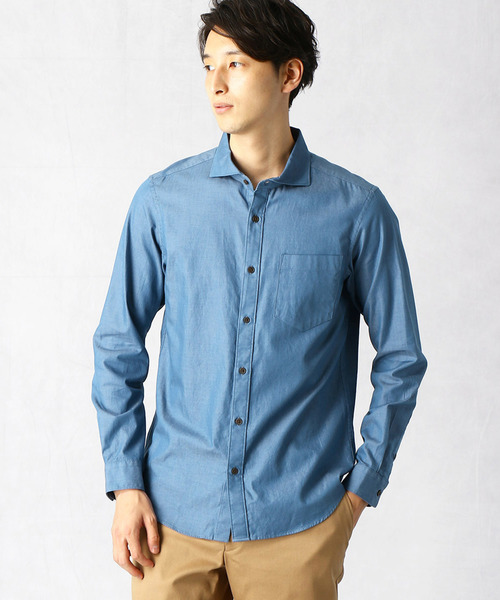 COMME CA MEN（コムサメン）の「カッタウェイカラー　ダンガリーシャツ（シャツ/ブラウス・メンズ・ネイビー/ブルー・SMALL/MEDIUM/LARGE）」の2枚目の写真