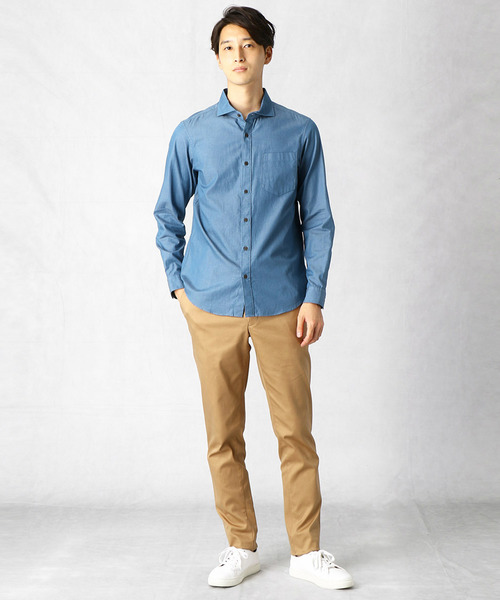 COMME CA MEN（コムサメン）の「カッタウェイカラー　ダンガリーシャツ（シャツ/ブラウス・メンズ・ネイビー/ブルー・SMALL/MEDIUM/LARGE）」の5枚目の写真