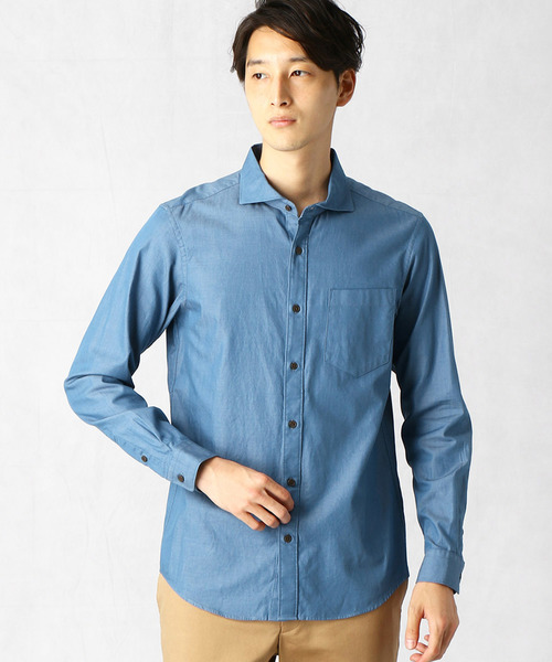 COMME CA MEN（コムサメン）の「カッタウェイカラー　ダンガリーシャツ（シャツ/ブラウス・メンズ・ネイビー/ブルー・SMALL/MEDIUM/LARGE）」の6枚目の写真
